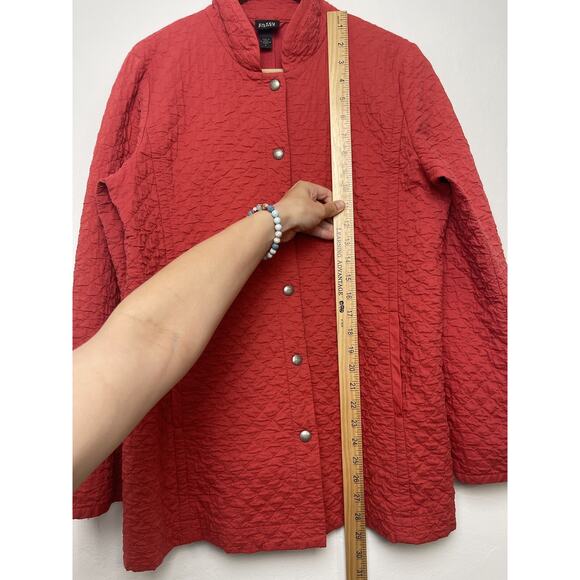 Eileen Fisher Womens Red Quilted Button Front Jacket Small 100% Organic Cotton - Picture 4 of 8